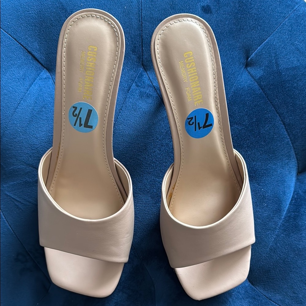 Women's Cream Slide Sandals - Picture 2 of 4